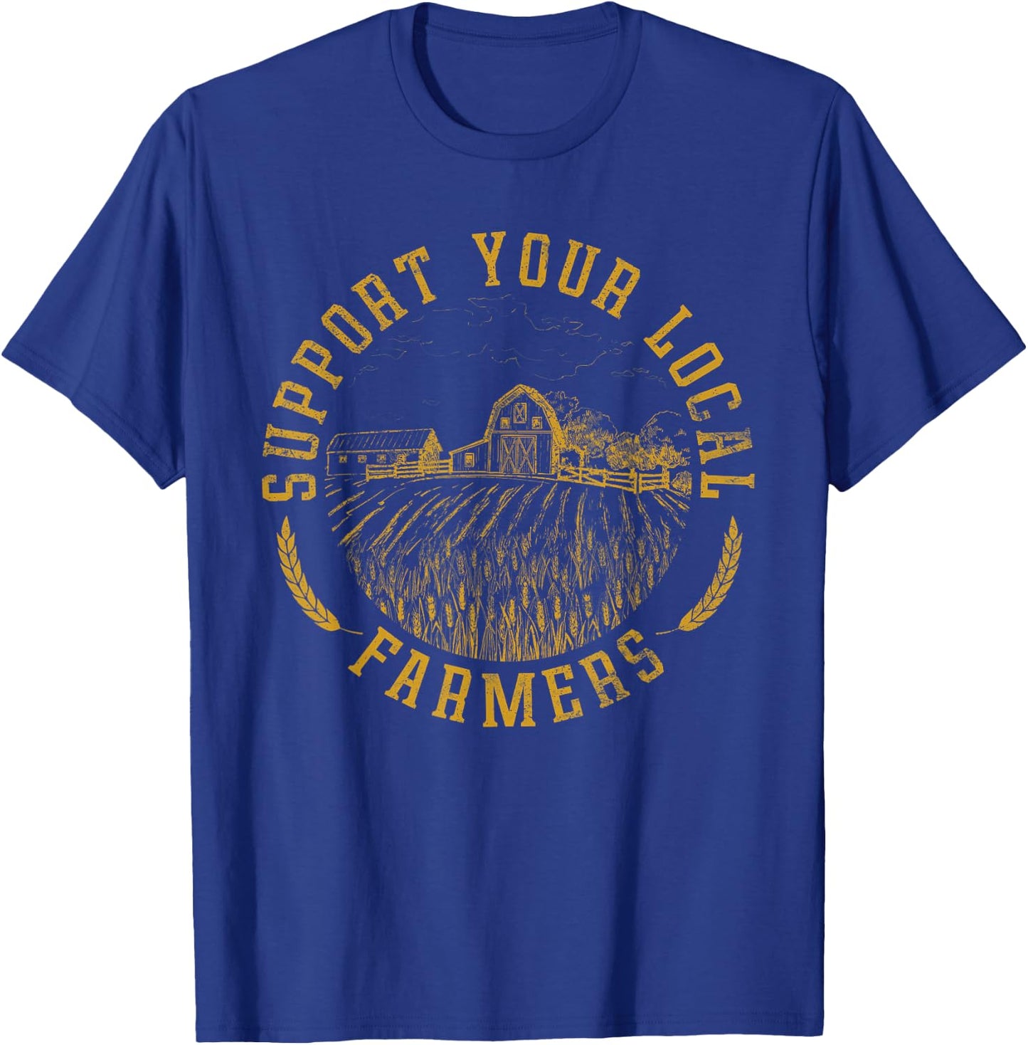Vintage Support Your Local Farmers Farming Farm Farmer T-Shirt - T-Shirt | Royal