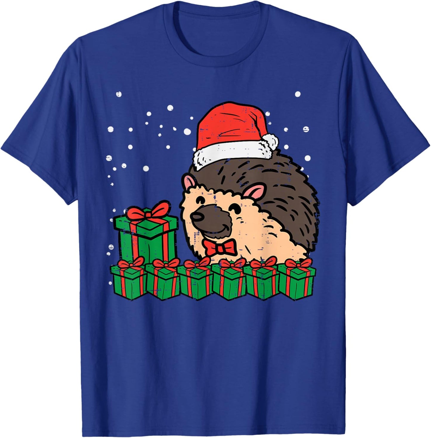 Christmas Hedgehog Santa Cute Xmas Porcupine Men Women Kids T-Shirt - T-Shirt | Royal