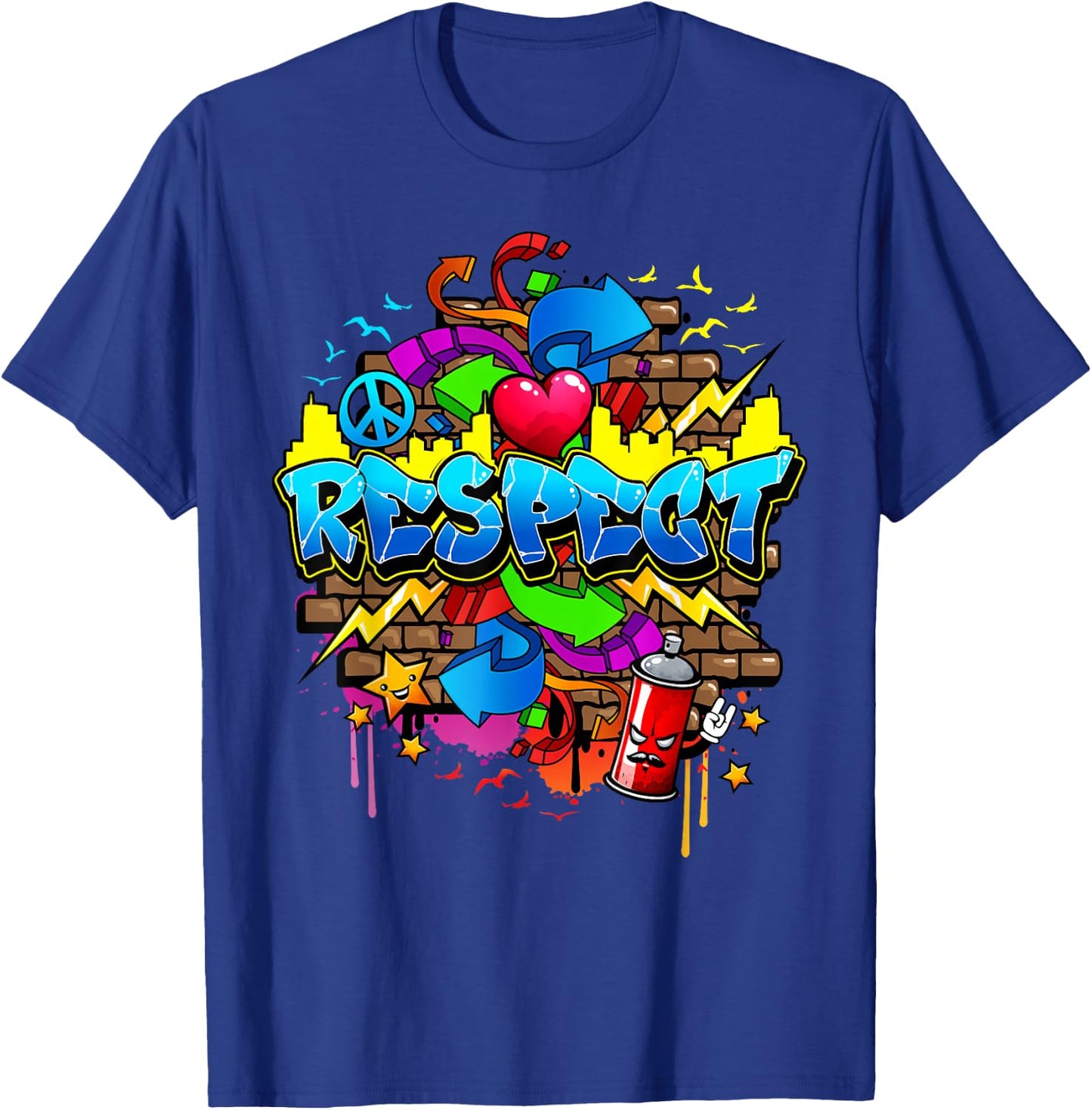 Urban - Respect Graffiti Graphic T-Shirt - T-Shirt | Royal