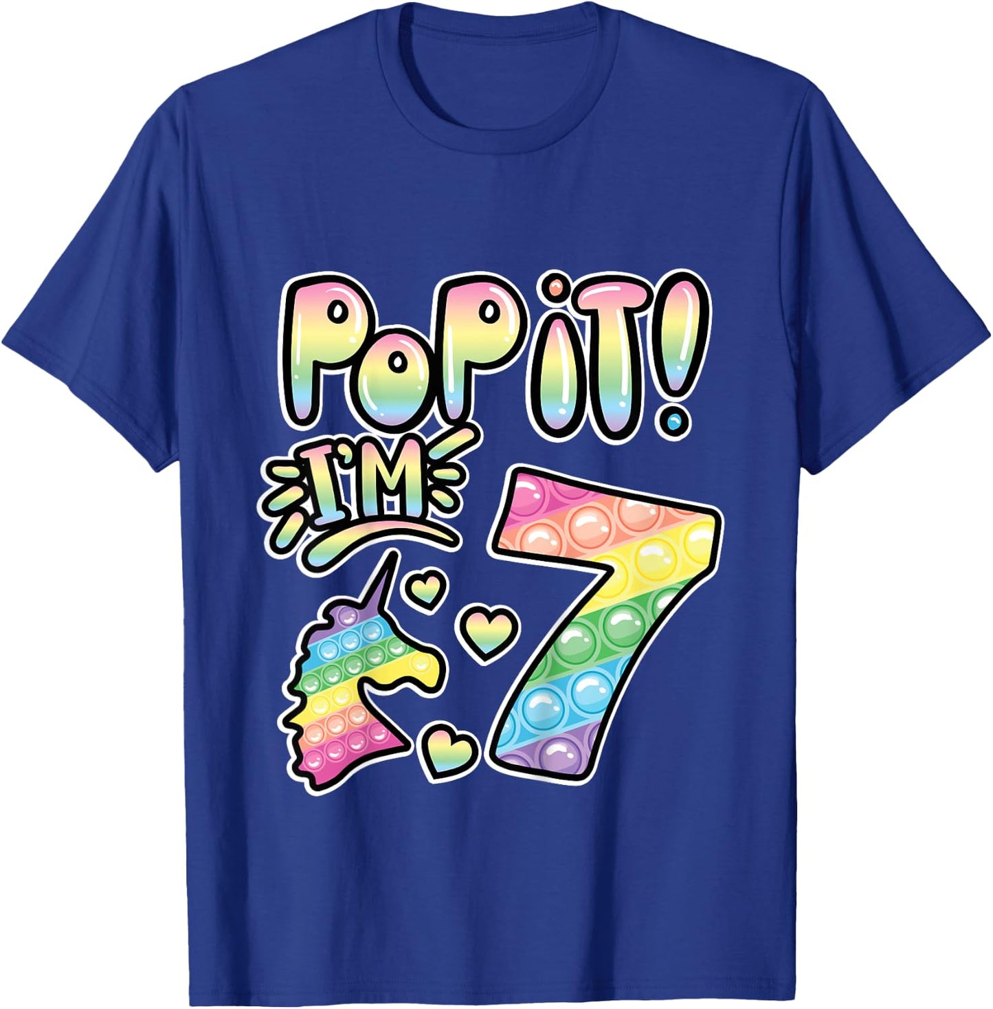 Kids Pop It 7th Birthday Girls Boys 7 Years Old Fidget T-Shirt - T-Shirt | Royal