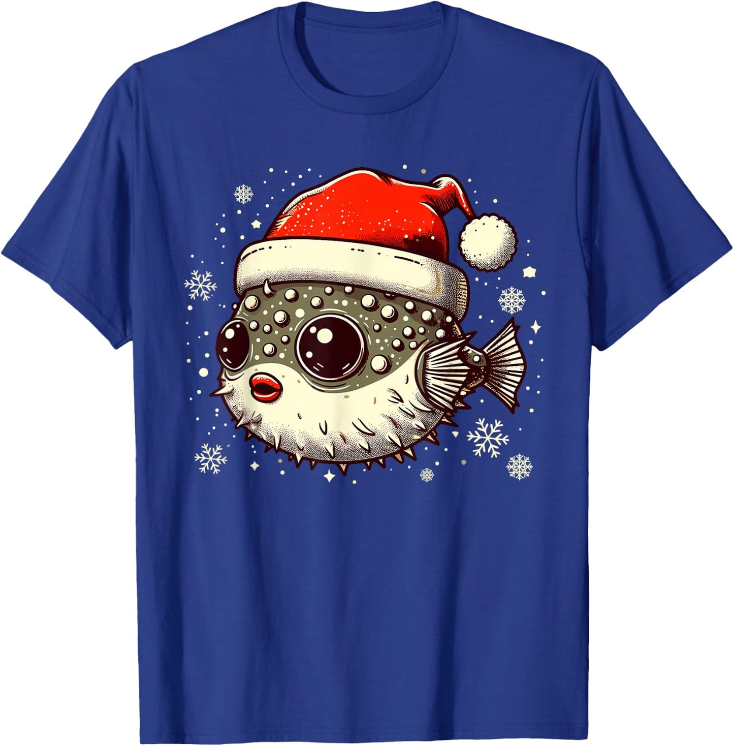 Pufferfish Christmas Santa Hat Puffer Fish Lovers Blowfish T-Shirt - T-Shirt | Royal