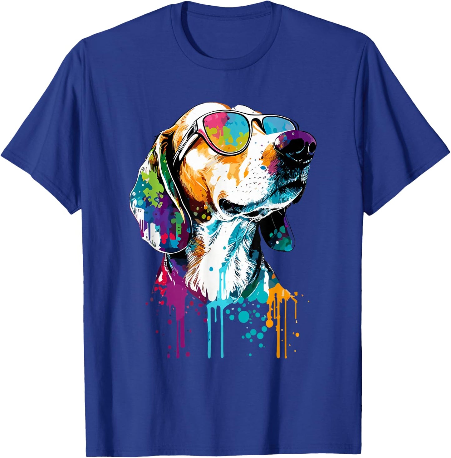 Colorful American Foxhound Wearing Sunglasses Dog Lover T-Shirt - T-Shirt | Royal