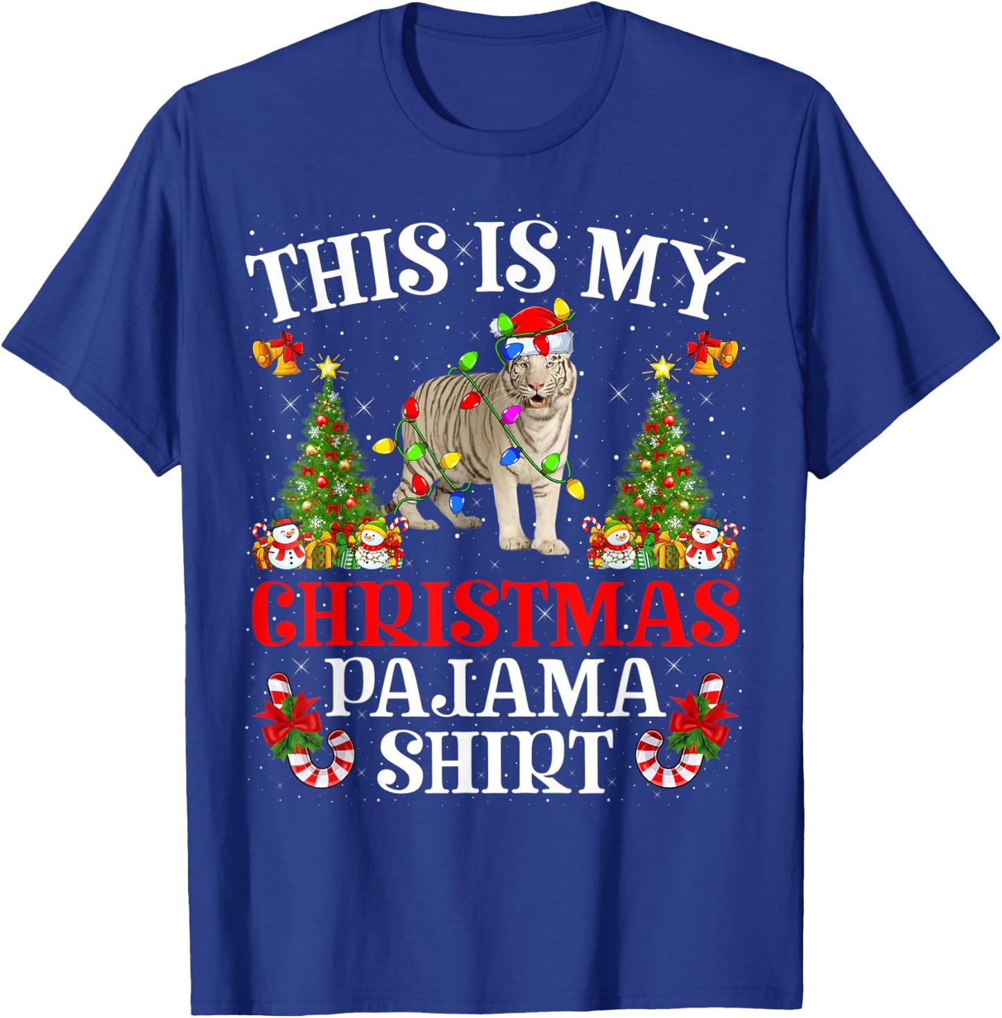 This Is My Christmas Pajama Shirt Lighting White Tiger Xmas T-Shirt - T-Shirt | Royal