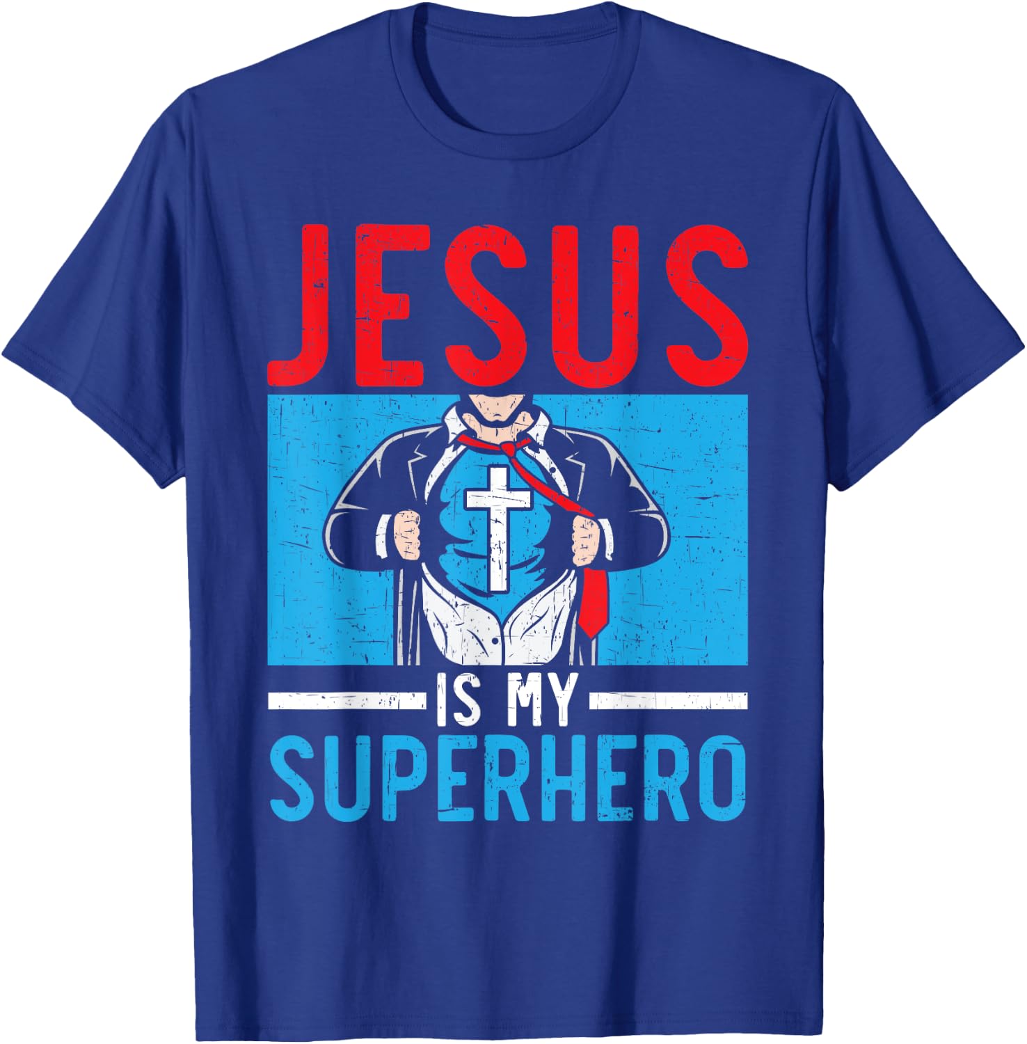 Jesus Is My Superhero Religious Pastor Christian Believer T-Shirt - T-Shirt | Royal