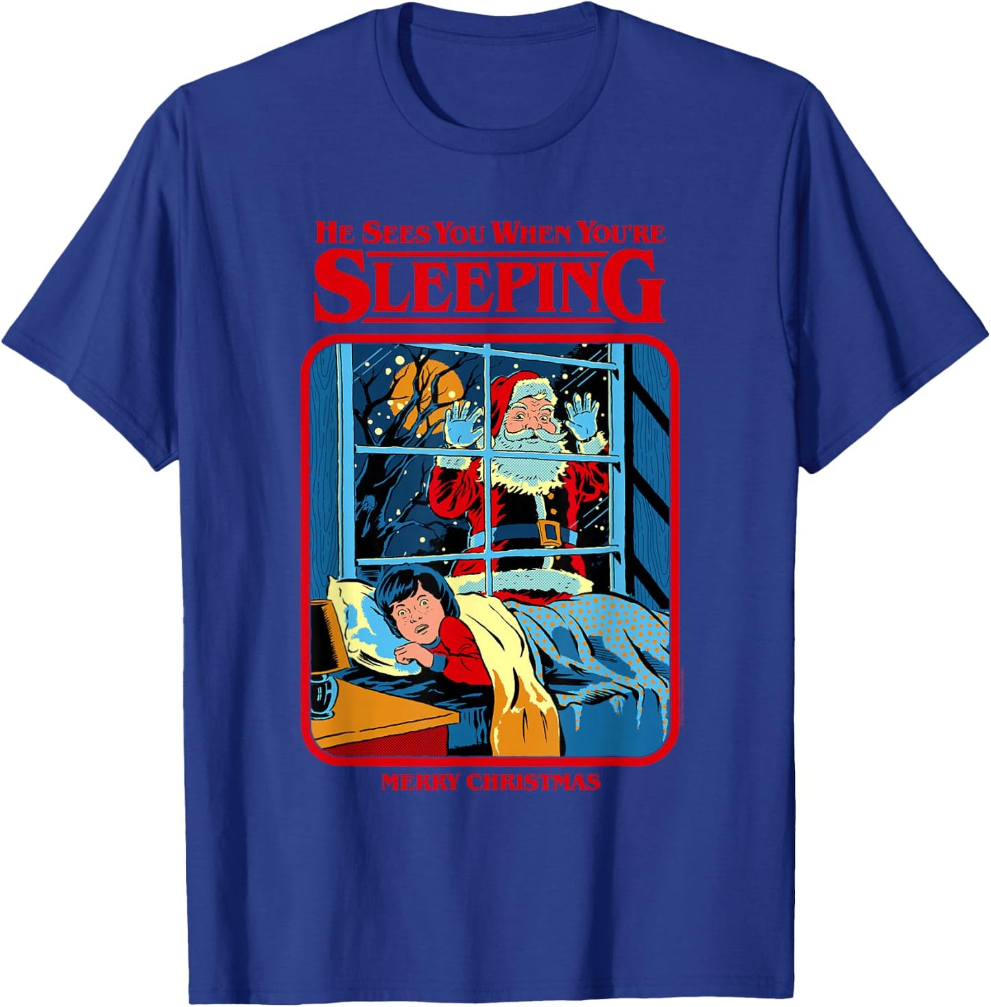 Steven Rhodes Santa Claus Sees You Retro Dark Humor T-Shirt - T-Shirt | Royal