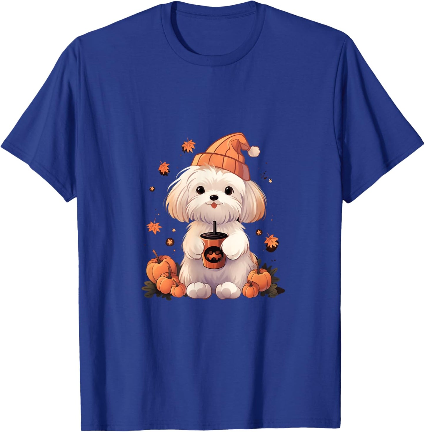 Maltese Pumpkin Spice Latte Fall Thanksgiving Halloween T-Shirt - T-Shirt | Royal