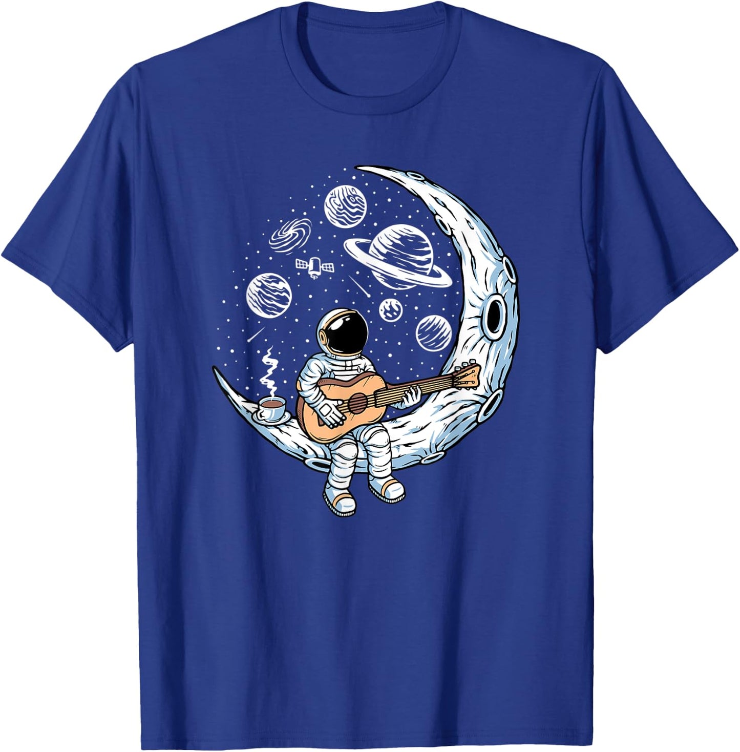 Astronaut playing guitar on the moon Spaceman allspace T-Shirt - T-Shirt | Royal