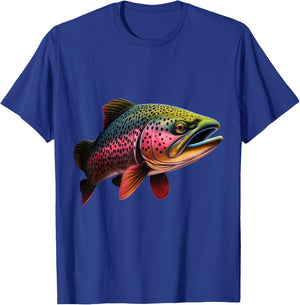 Rainbow Trout Graphic - Bold Fishing Wildlife Design T-Shirt - T-Shirt | Royal
