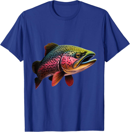 Rainbow Trout Graphic - Bold Fishing Wildlife Design T-Shirt - T-Shirt | Royal
