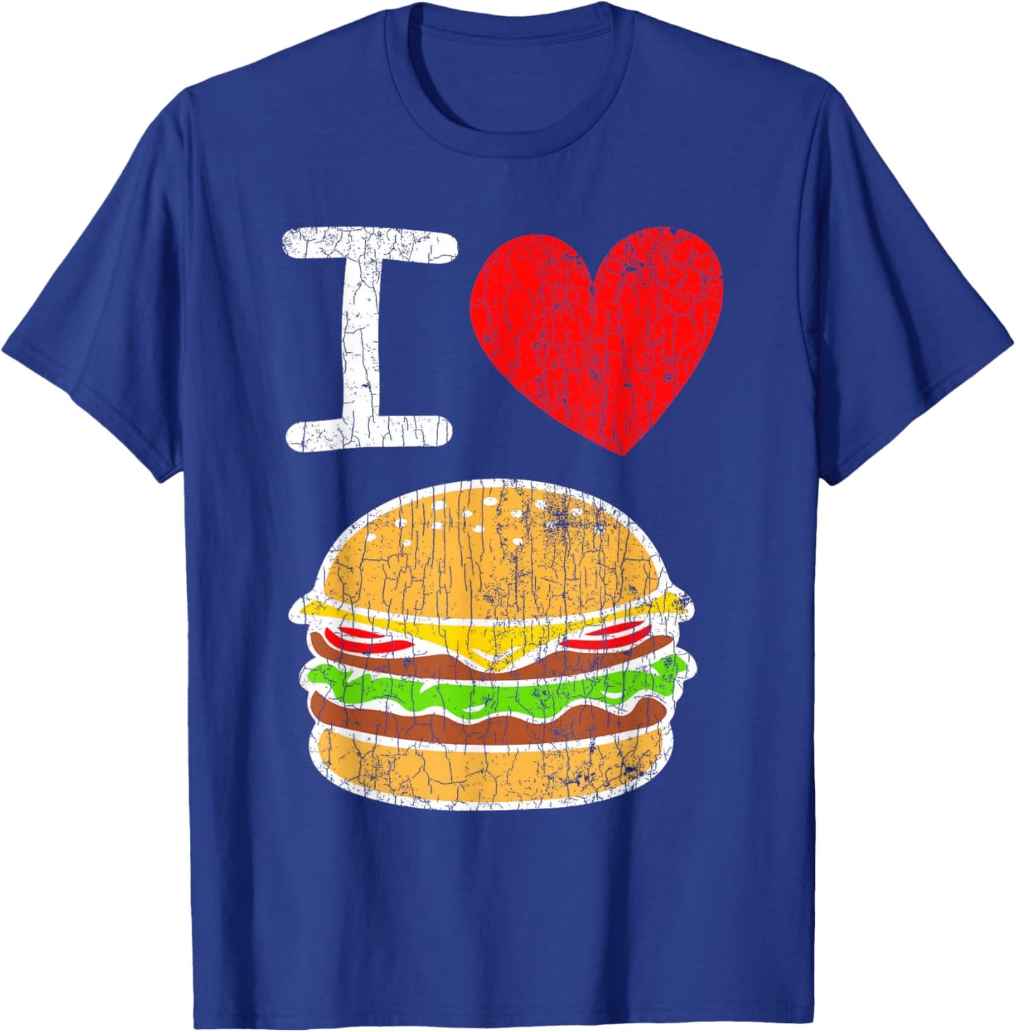 I Love Burgers Funny Hamburger Cheeseburger Graphic T-Shirt - T-Shirt | Royal