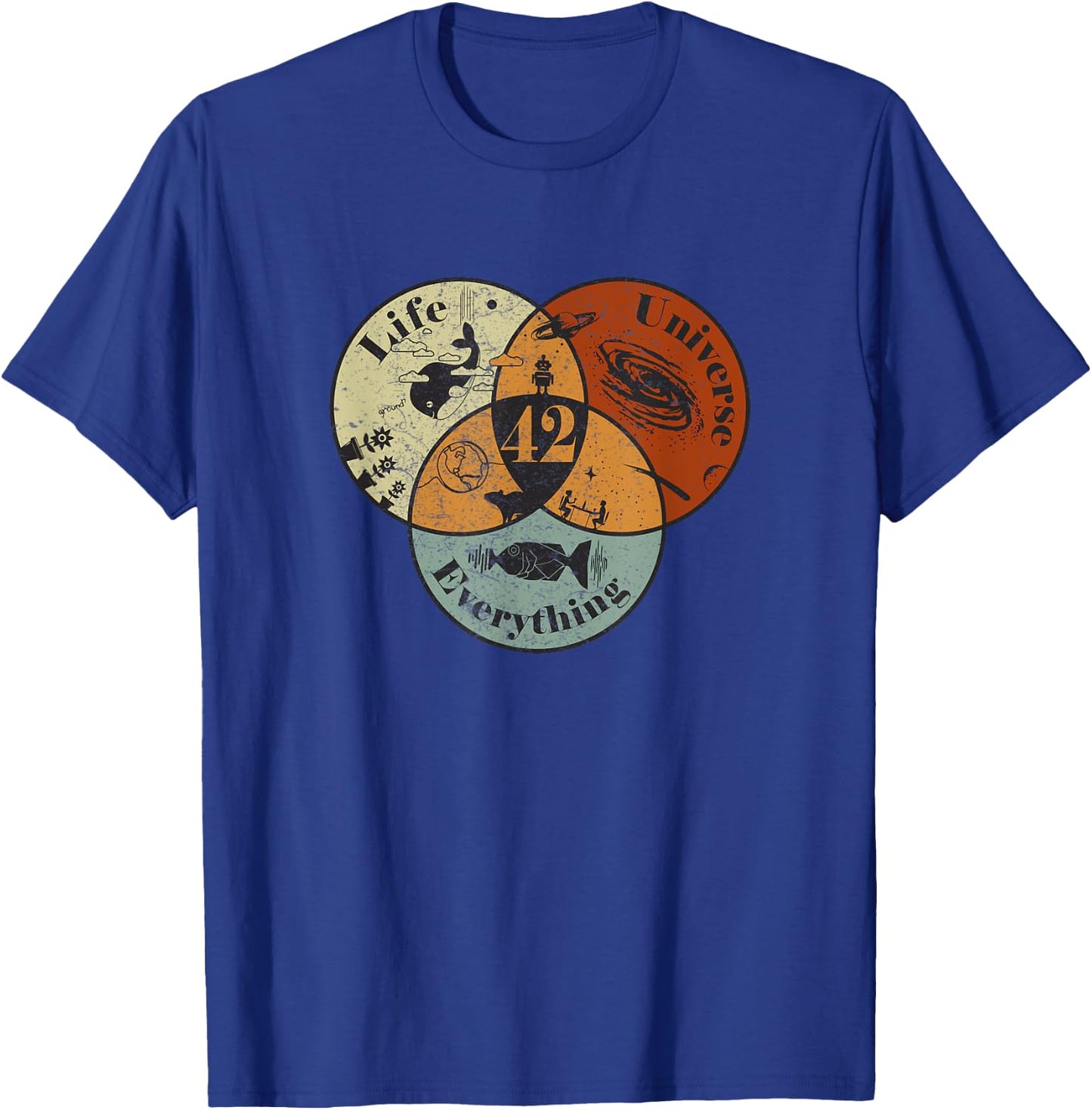 Venn Diagram Life The Universe And Everything - 42 Life T-Shirt - T-Shirt | Royal