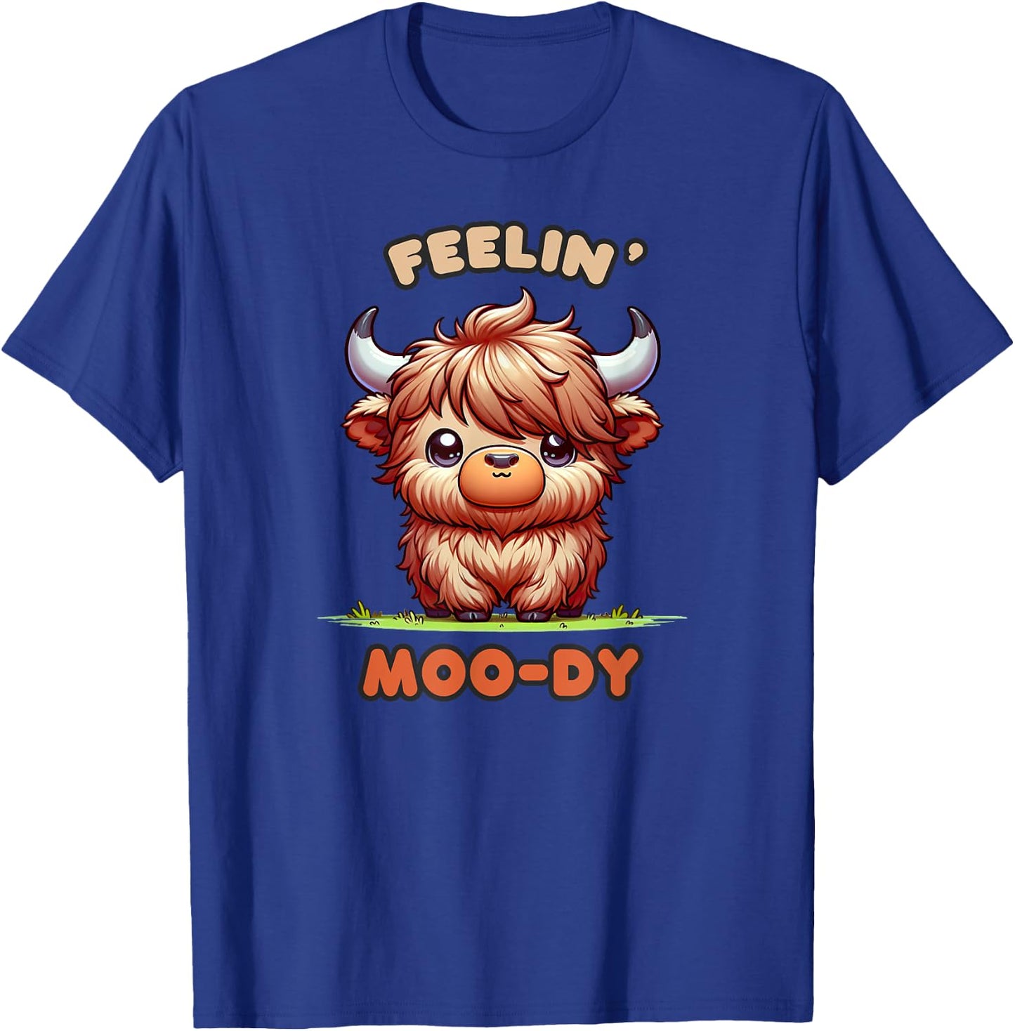 FEELIN' MOO-DY Micro Mini Highland Cow Cute Calf Funny Moo T-Shirt - T-Shirt | Royal