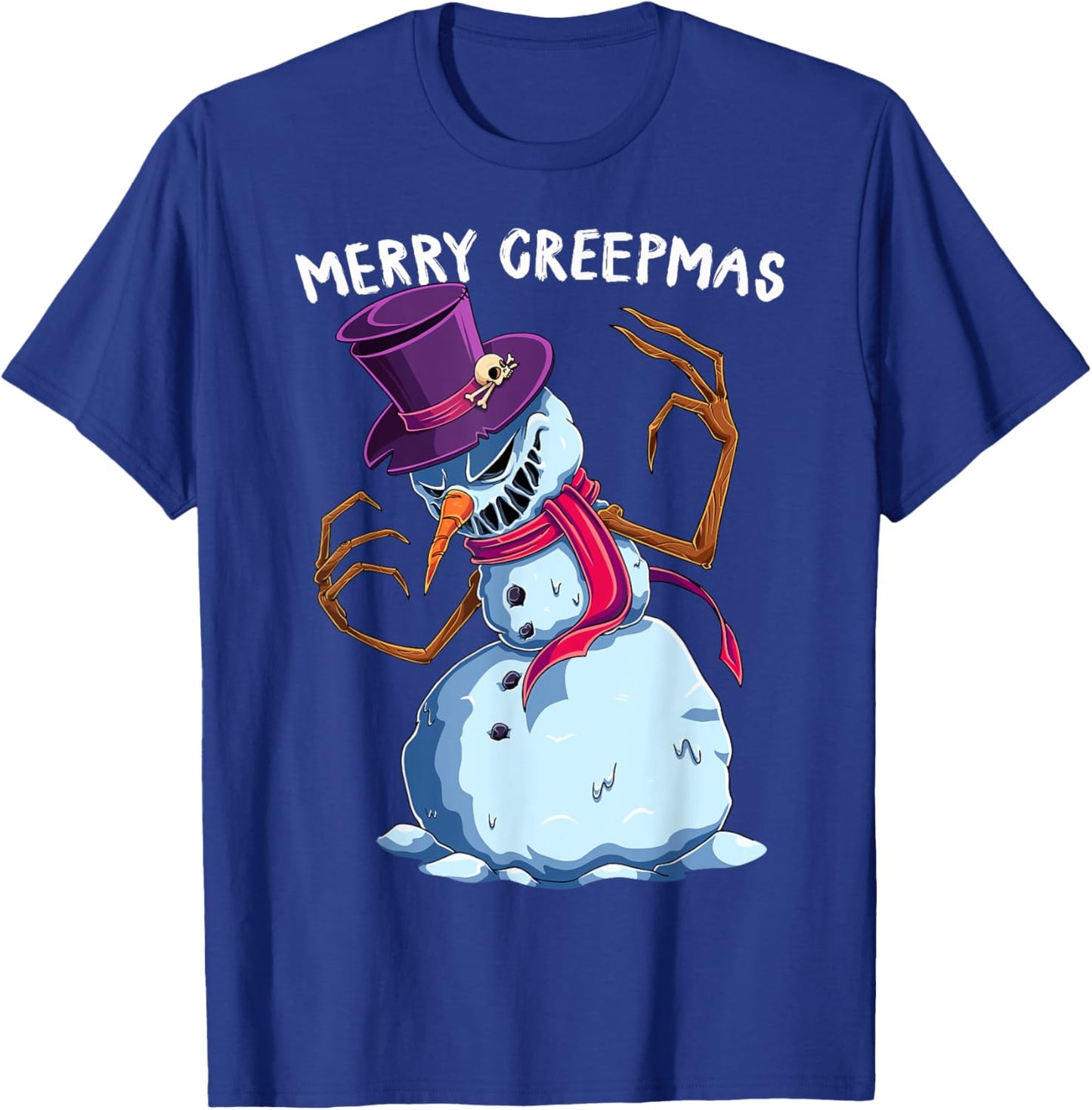 Merry Creepmas Snowman Scary Christmas Evil Monster Xmas T-Shirt - T-Shirt | Royal