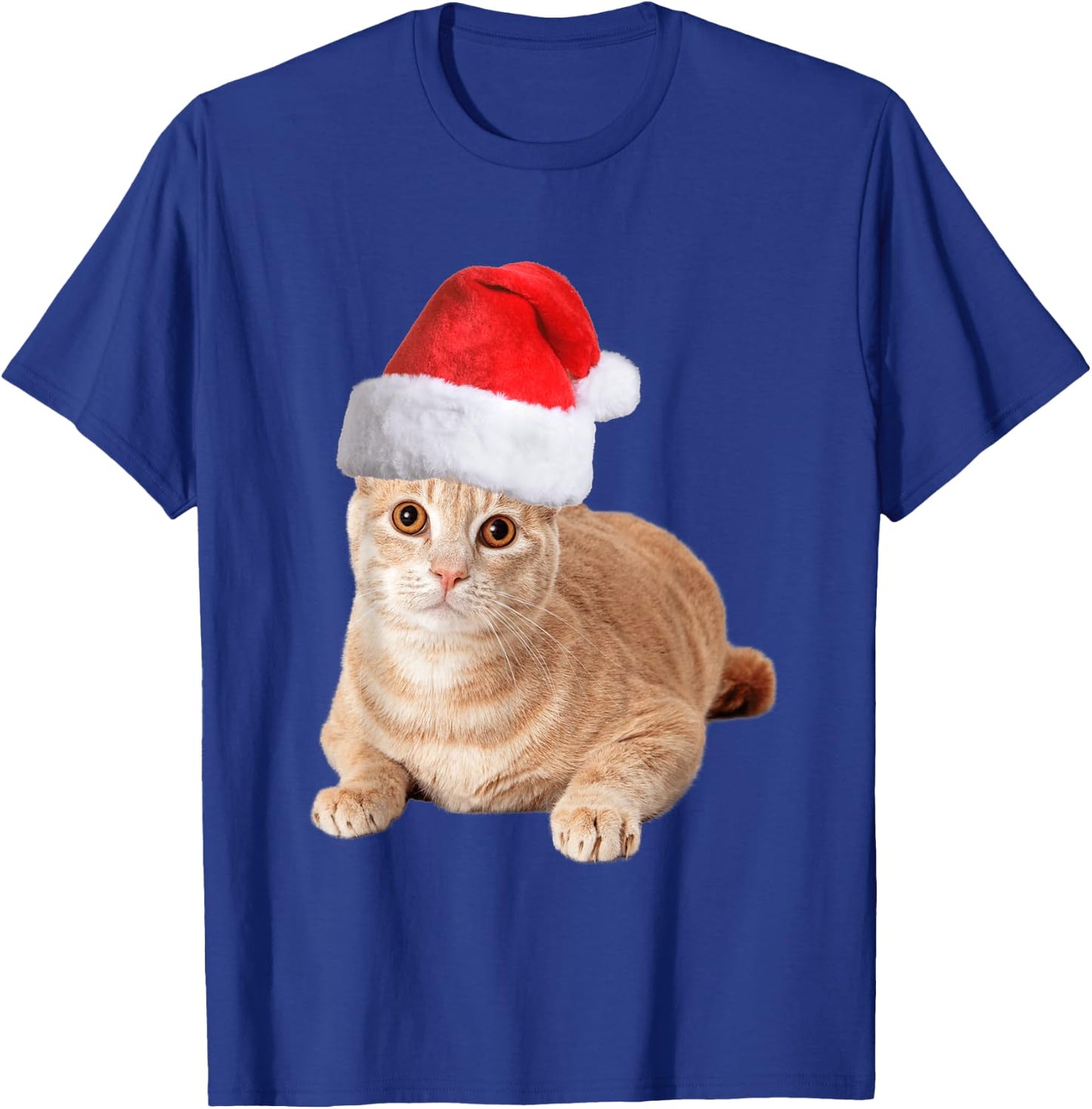 Orange Tabby Cat With Christmas Santa Hat Men T-Shirt - T-Shirt | Royal