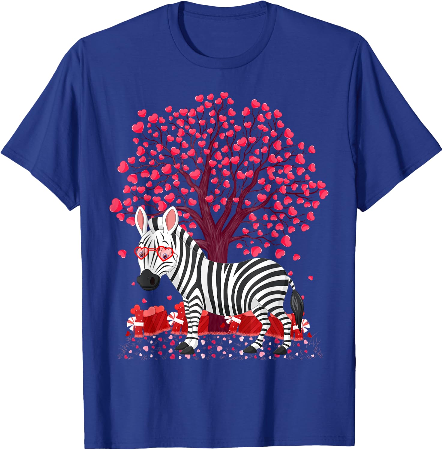 Zebra Lover Heart Tree Zebra Valentine's Day T-Shirt - T-Shirt | Royal