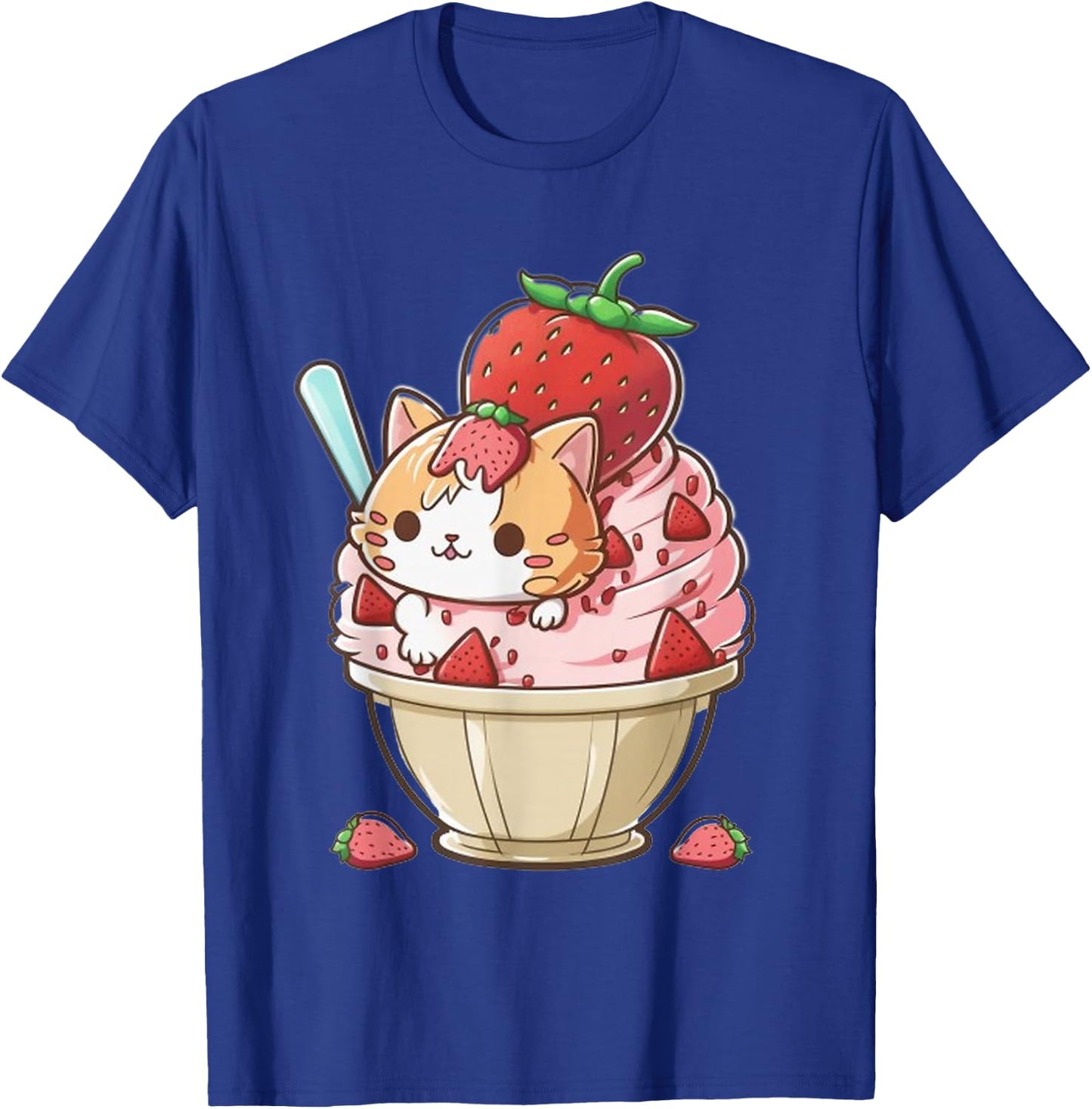 Strawberry Ice Cream Sundae Kitten Gelato Berry Cat Sorbet T-Shirt - T-Shirt | Royal