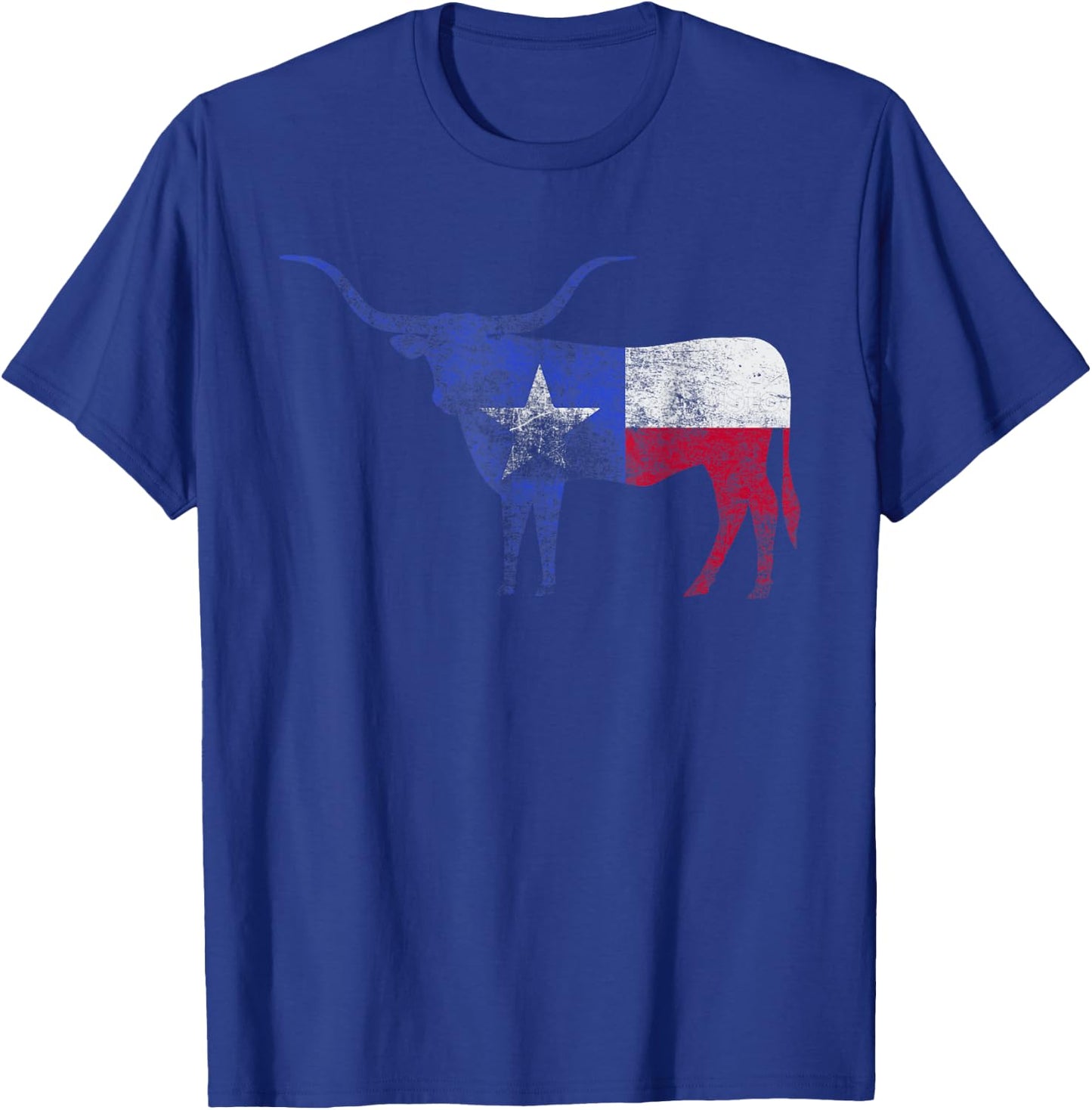 Texas Flag Shirt. Vintage Texas Flag Longhorn Bull Retro TX T-Shirt - T-Shirt | Royal