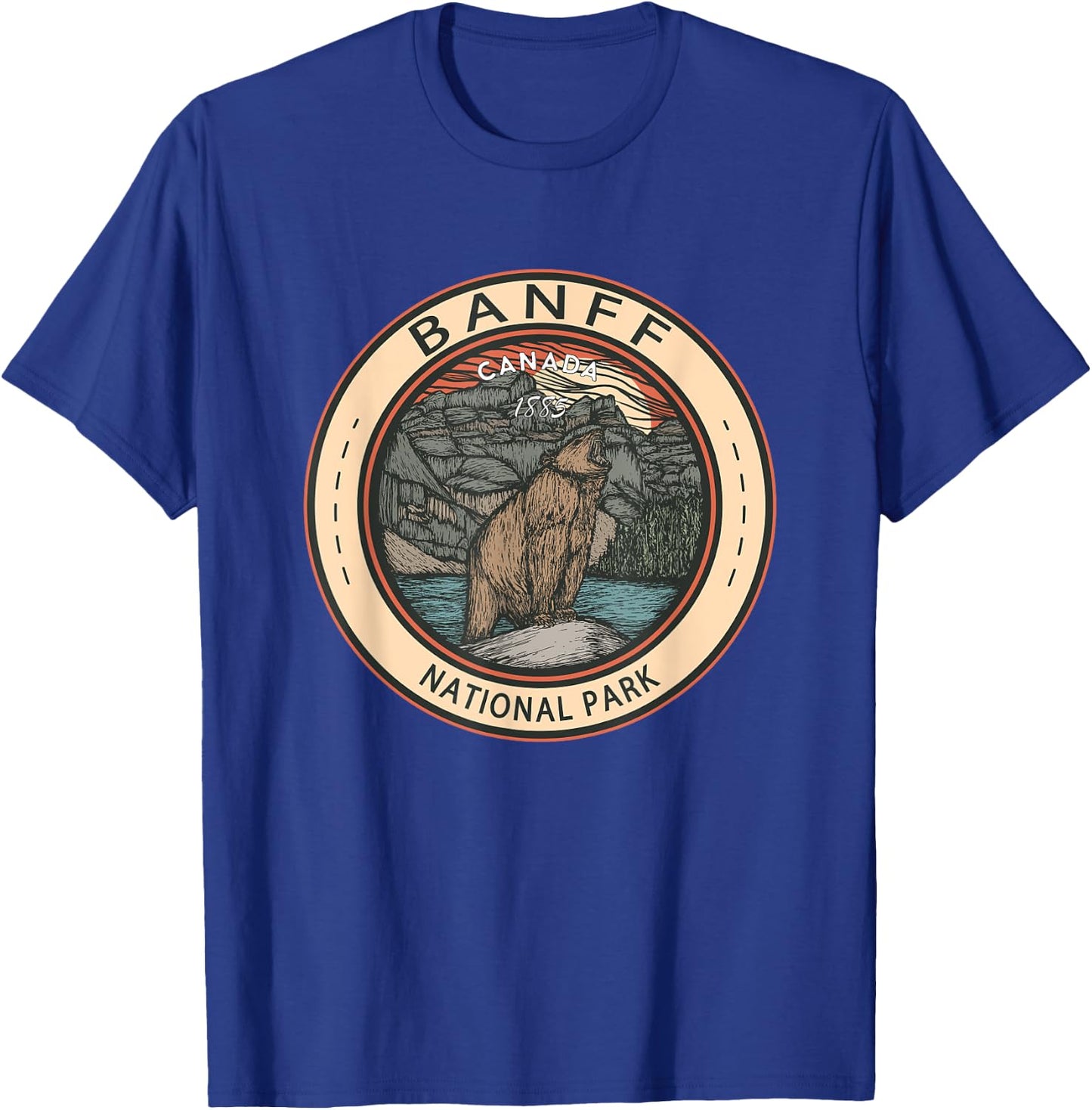 Banff National Park Canada Grizzly Bear Vintage Emblem T-Shirt - T-Shirt | Royal