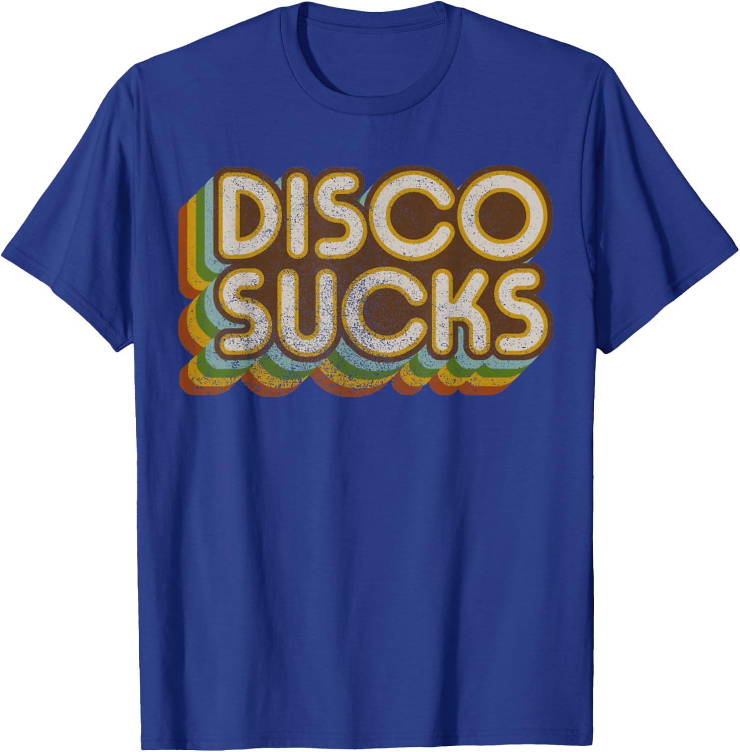 Vintage Disco Sucks Retro 1970s Dancing Music, Distressed T-Shirt - T-Shirt | Royal
