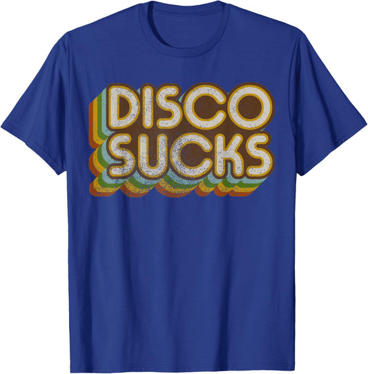 Vintage Disco Sucks Retro 1970s Dancing Music, Distressed T-Shirt - T-Shirt | Royal