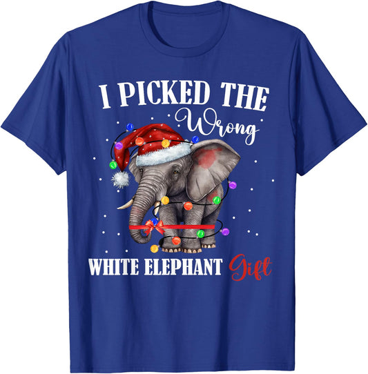 Funny White Elephant Gift Wrapped Elephant Dumb Gift T-Shirt - T-Shirt | Royal