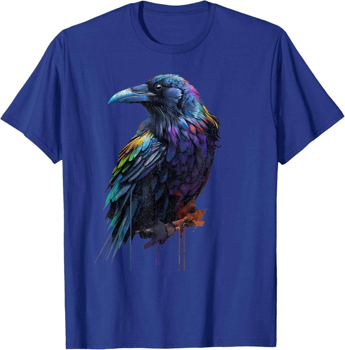 Colorful Cute Raven Crow Birding Bird Animal Lover Retro T-Shirt - T-Shirt | Royal
