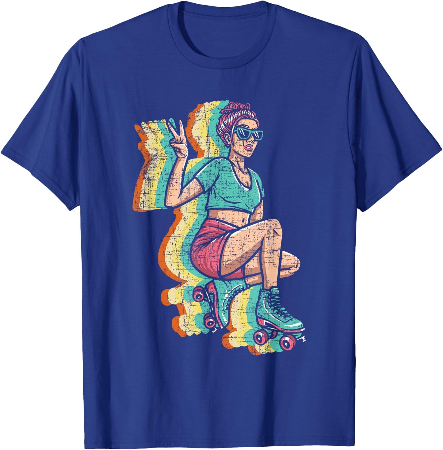 Retro Roller Skater Girl - Roller Skating Roller Derby T-Shirt - T-Shirt | Royal