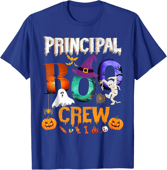 Principal Boo Crew Teacher Student Funny Halloween Costume Women Kids T-Shirt - T-Shirt | Royal