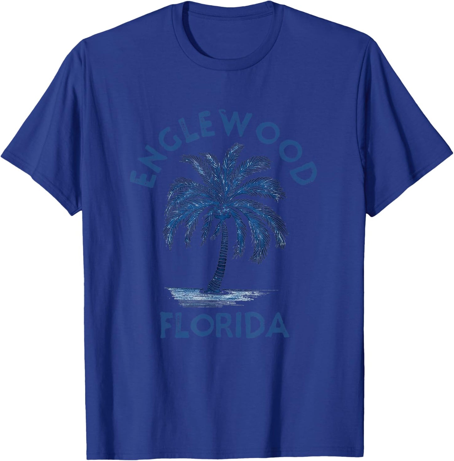 Vintage Englewood Florida Palm Tree FL Retro T-Shirt - T-Shirt | Royal