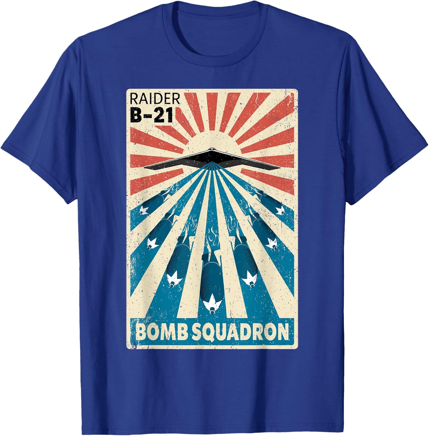 B-21 Raider Stealth Bomber Vintage Bomb Squadron Poster T-Shirt - T-Shirt | Royal