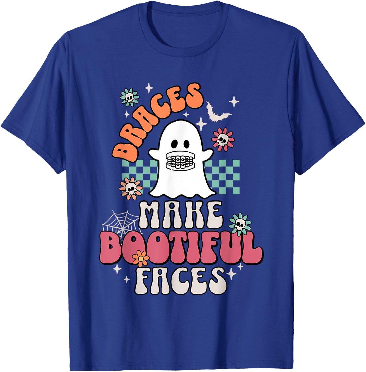 Braces Make Beautiful Faces Groovy Orthodontist Halloween T-Shirt - T-Shirt | Royal