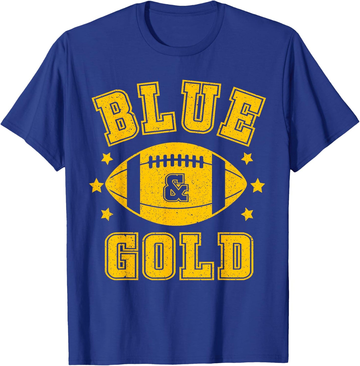On Gameday Football We Wear Blue And Gold School Spirit T-Shirt - T-Shirt | Royal