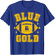 On Gameday Football We Wear Blue And Gold School Spirit T-Shirt - T-Shirt | Royal