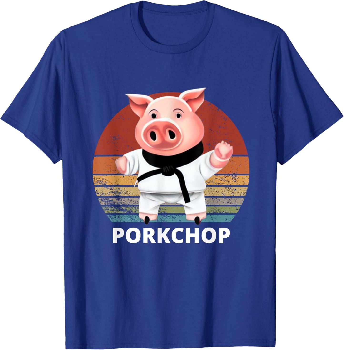 Animals Puns Pig Karate Pork Chop Pun T-Shirt - T-Shirt | Royal
