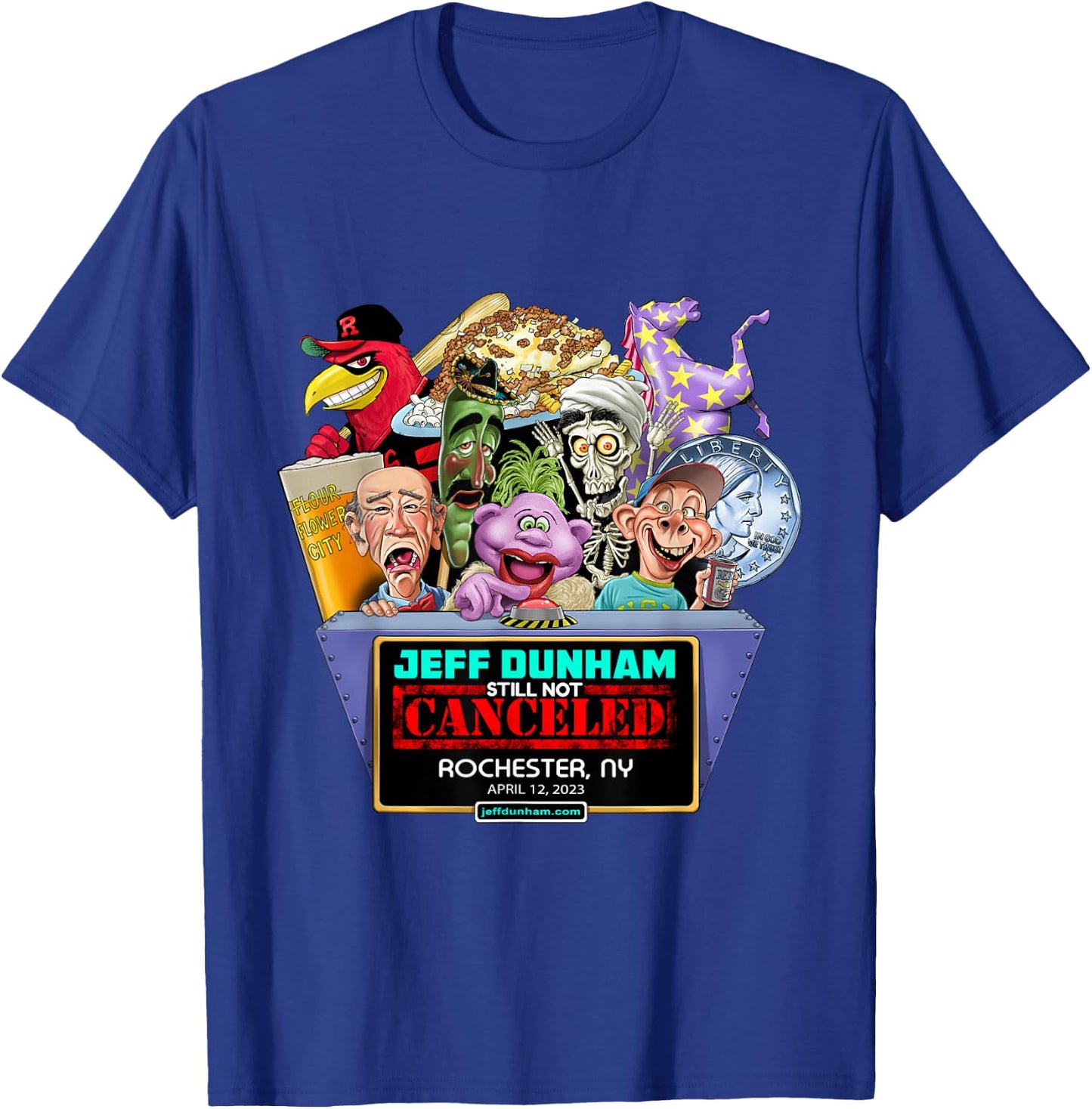 Jeff Dunham Rochester, NY (2023) T-Shirt - T-Shirt | Royal
