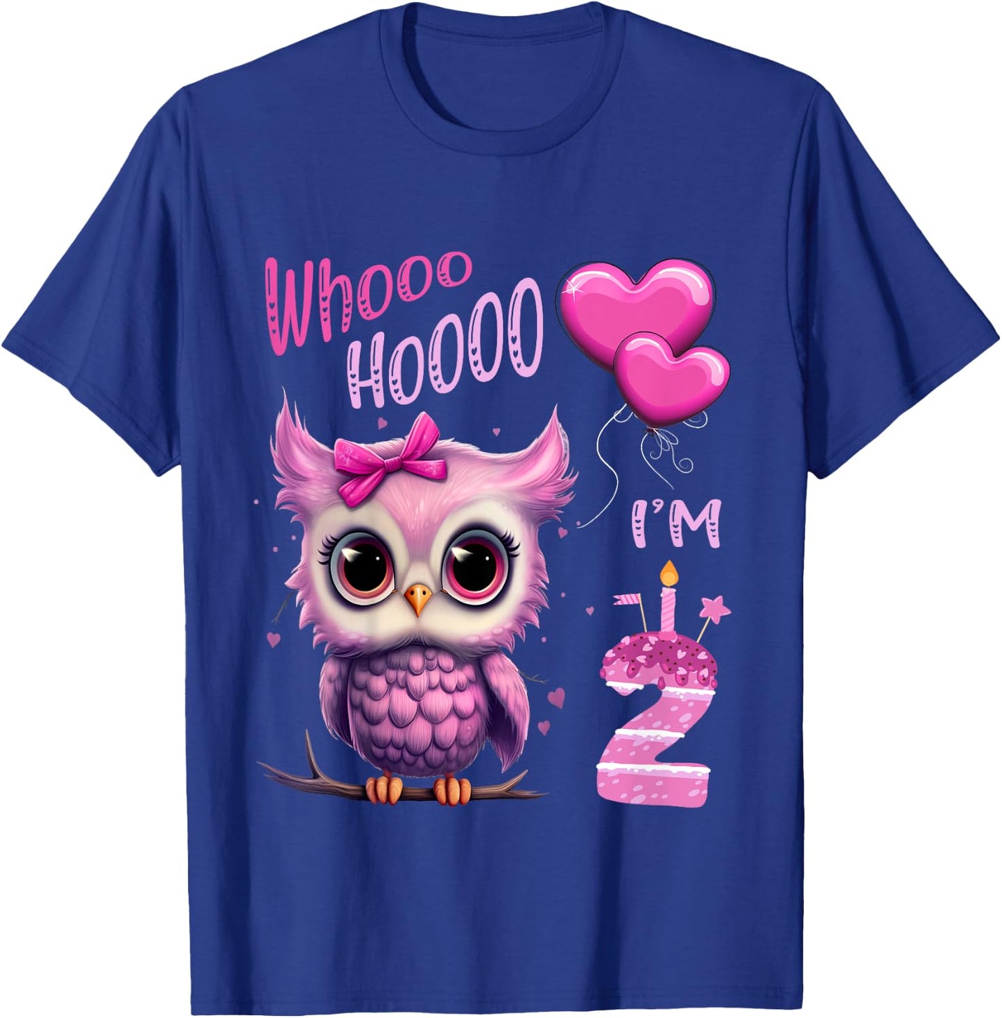 Birthday Shirt Cute Owl - Whooo hooo I’m 2 Years - Girls T-Shirt - T-Shirt | Royal