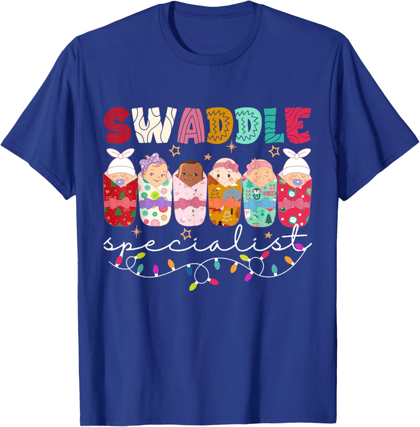Swaddle Specialist NICU Mother Baby Nurse ICU PICU Christmas T-Shirt - T-Shirt | Royal