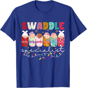 Swaddle Specialist NICU Mother Baby Nurse ICU PICU Christmas T-Shirt - T-Shirt | Royal