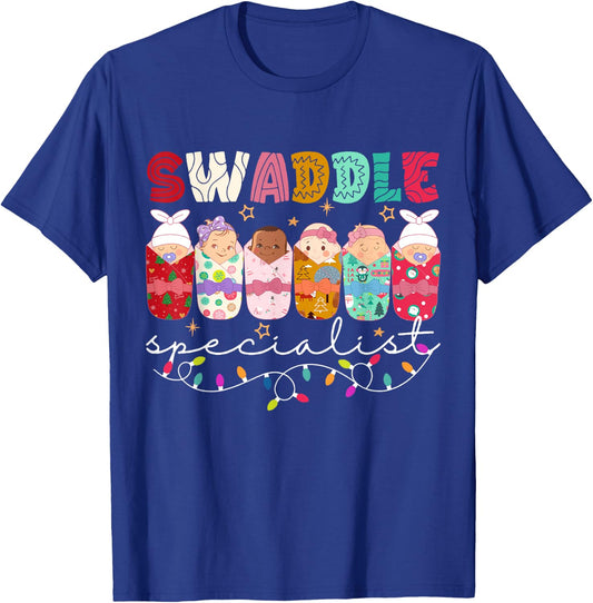 Swaddle Specialist NICU Mother Baby Nurse ICU PICU Christmas T-Shirt - T-Shirt | Royal