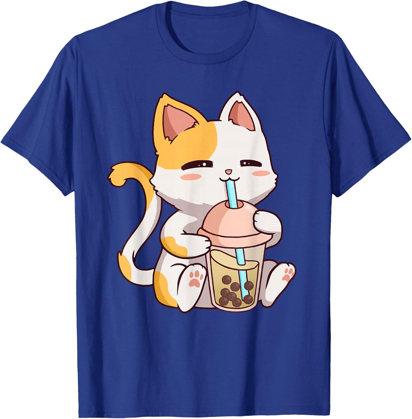 Cute Cat Kawaii Boba Tea Bubble Neko Anime T-Shirt - T-Shirt | Royal