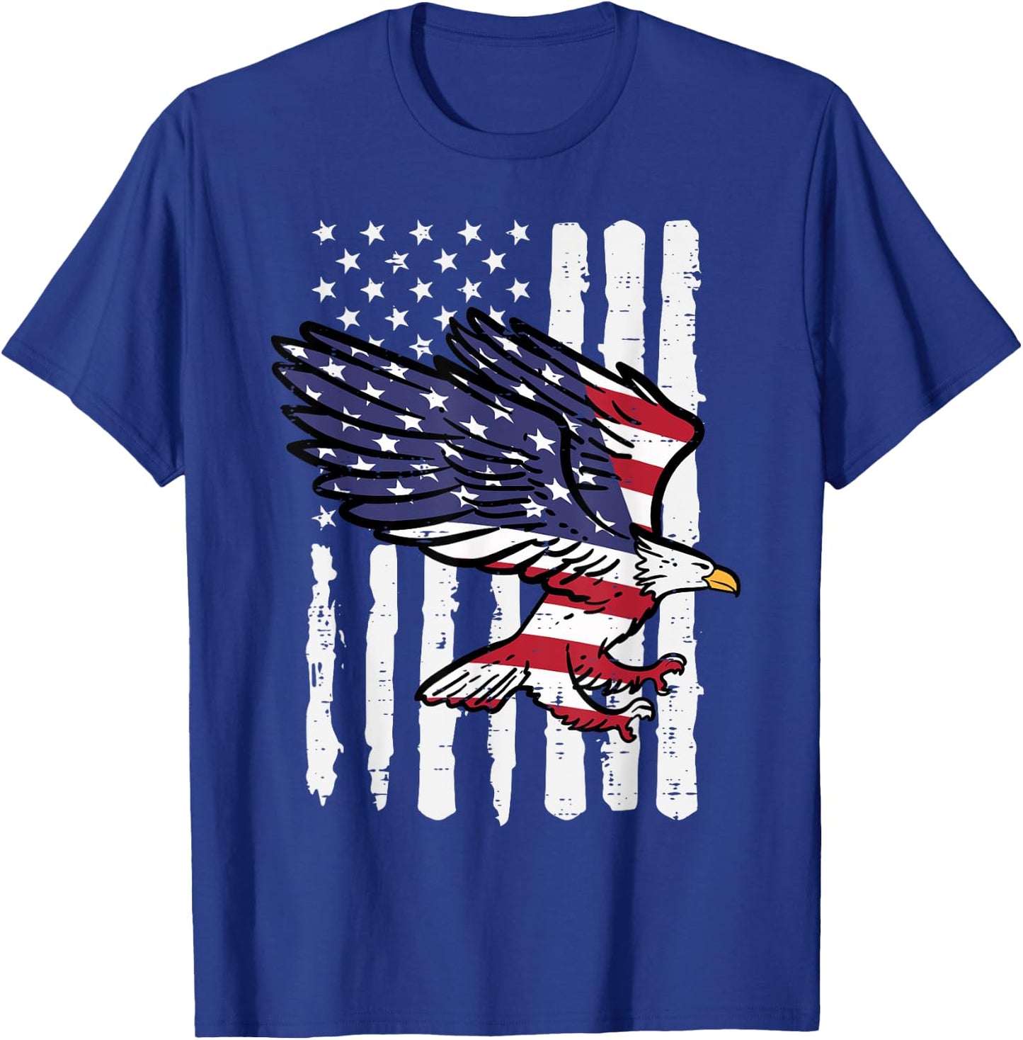 4th Of July American Bald Eagle Flag America Women Men Kids T-Shirt - T-Shirt | Royal