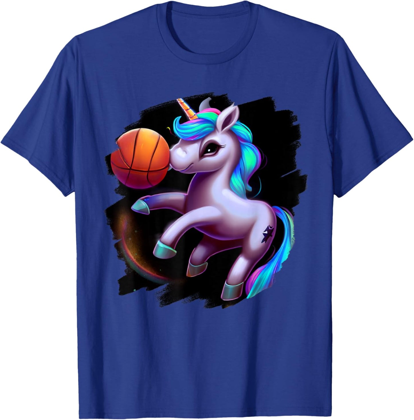 Unicorn Playing Basketball Cool Funny Unicorns Basketball T-Shirt - T-Shirt | Royal