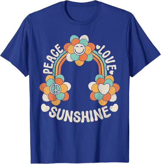 60s 70s Groovy Rainbow Outfit Hippie Peace Love Sunshine Women Kids T-Shirt - T-Shirt | Royal