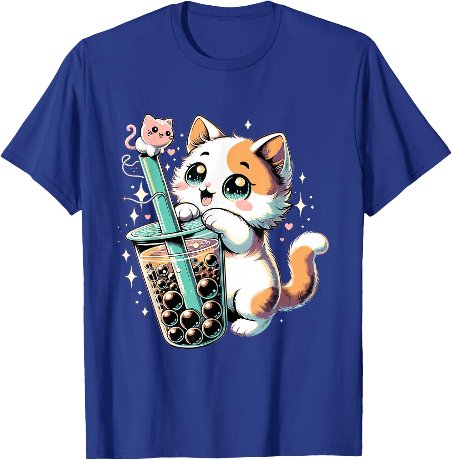 Cat Boba Japanese Kawaii Anime Kitty Bubble Tea Neko Teen T-Shirt - T-Shirt | Royal
