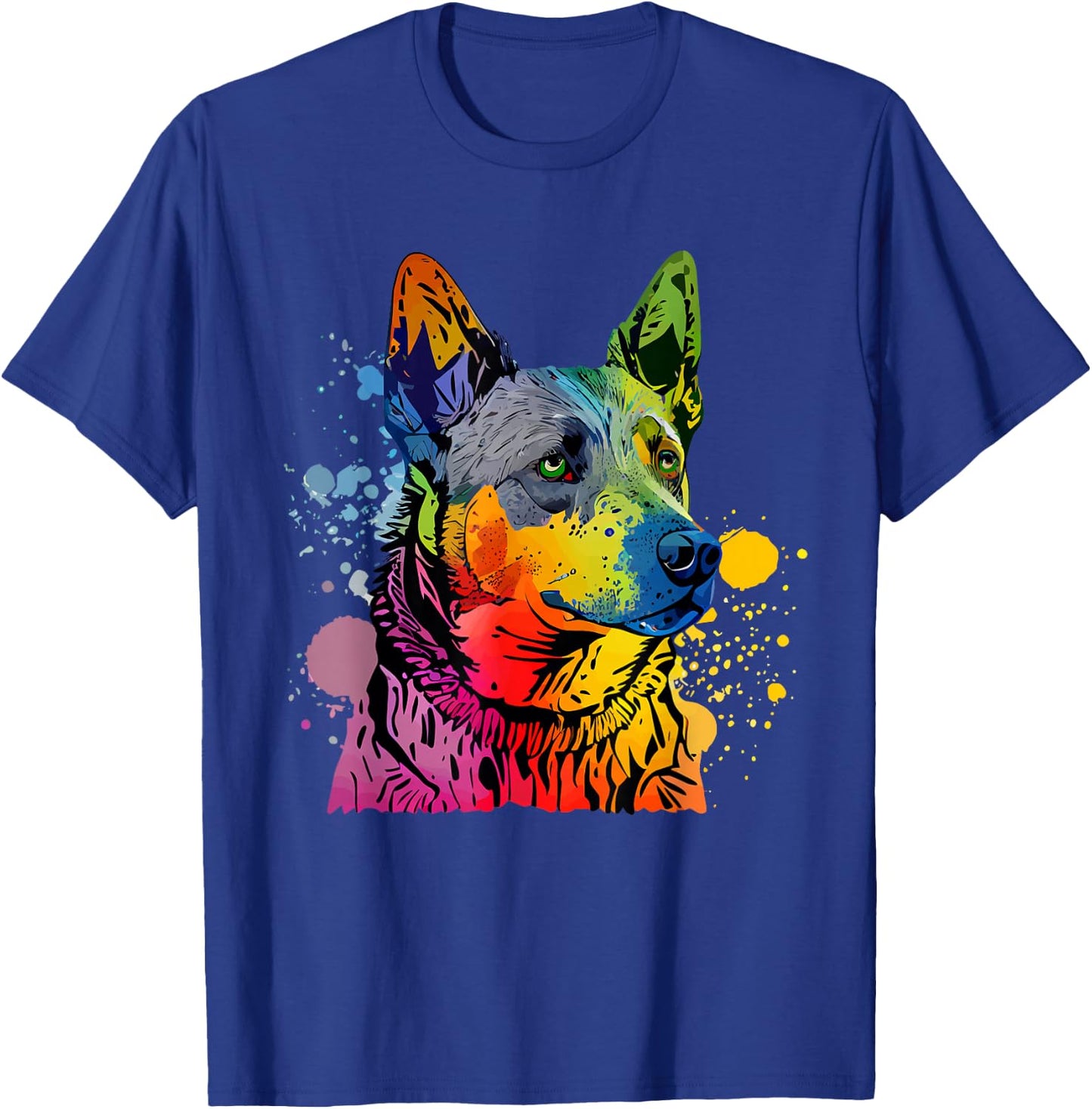 Australian Cattle Dog Heeler Colorful Pop Art Splash Art T-Shirt - T-Shirt | Royal