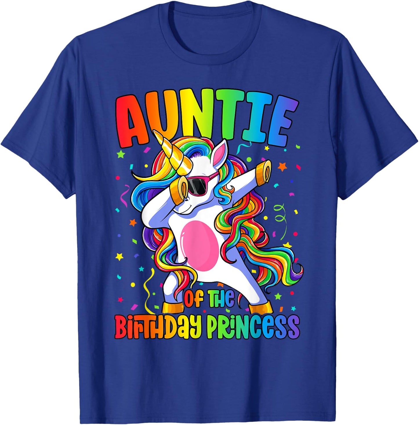 Auntie of the Birthday Princess Girl Dabbing Unicorn T-Shirt - T-Shirt | Royal