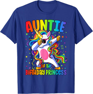 Auntie of the Birthday Princess Girl Dabbing Unicorn T-Shirt - T-Shirt | Royal