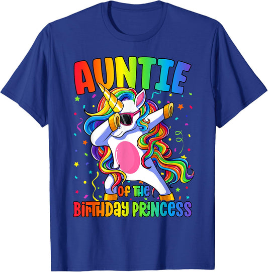 Auntie of the Birthday Princess Girl Dabbing Unicorn T-Shirt - T-Shirt | Royal