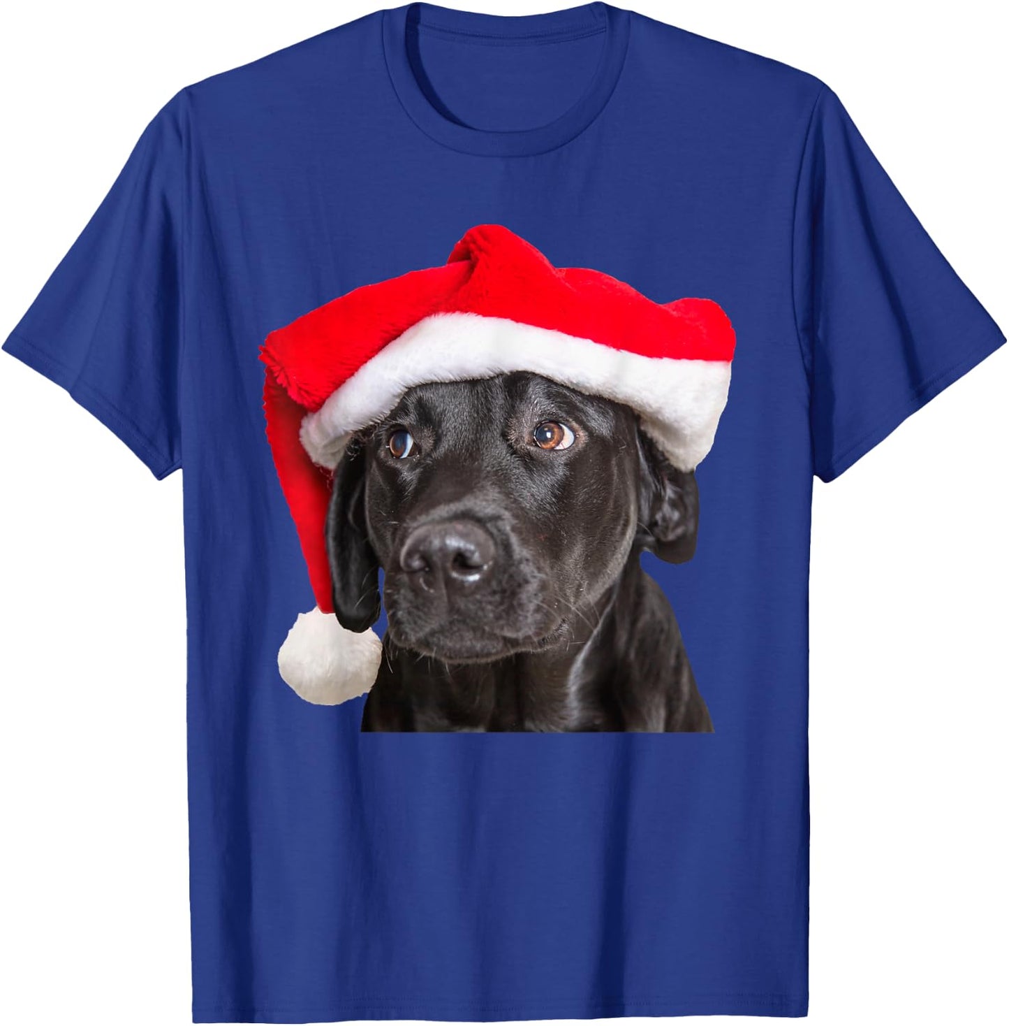 Cute Black Lab Santa Hat Christmas Dog Labrador Retriever Women Kids T-Shirt - T-Shirt | Royal