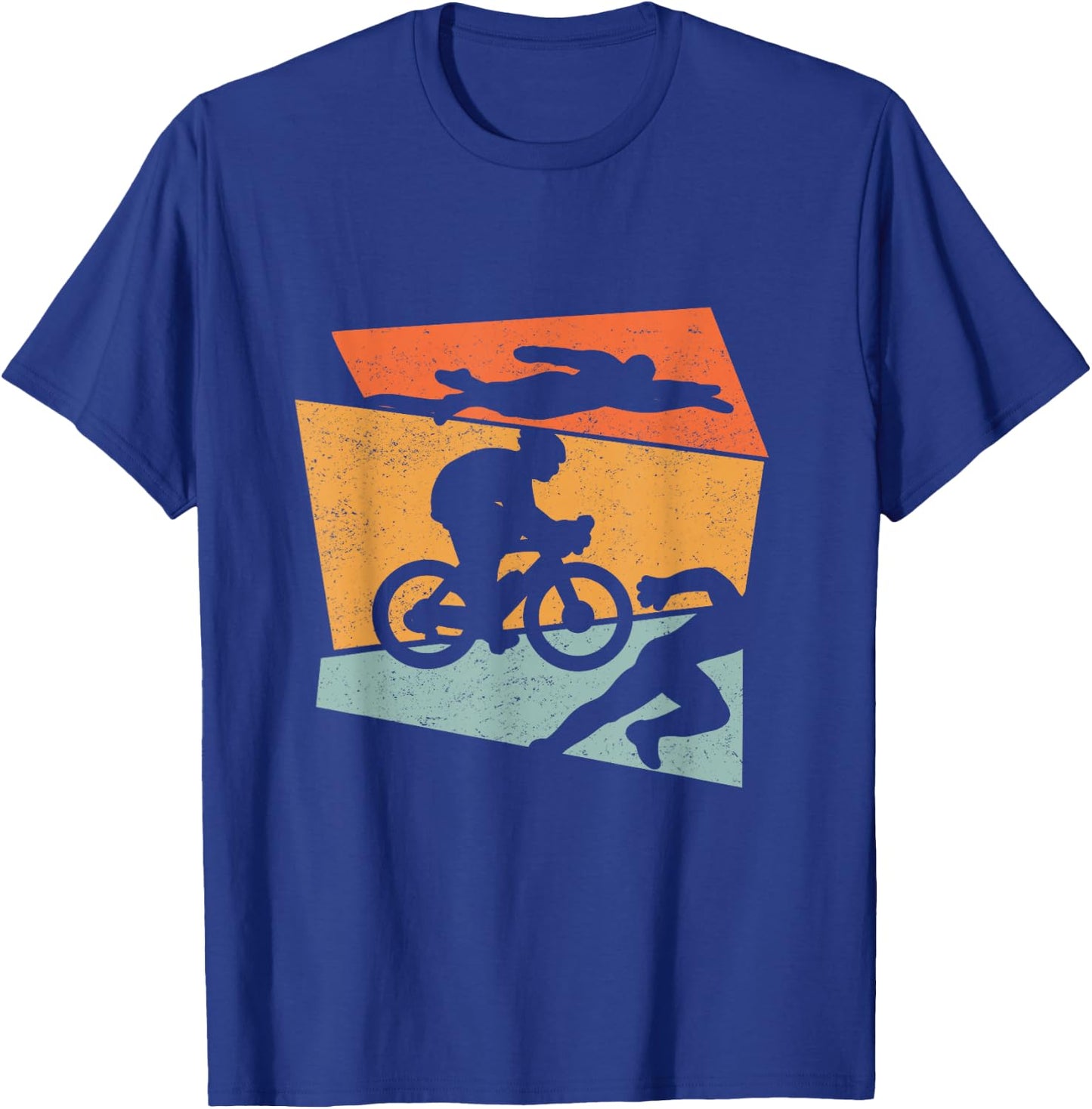 Triathlon Vintage Retro Swimming Cycling Running Athlete SC T-Shirt - T-Shirt | Royal